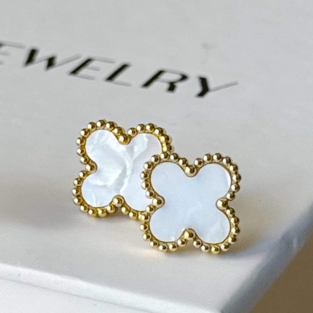 Mother of Pearl Clover Earrings Stainless Steel